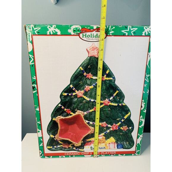 Vintage Chip Dip Platter World Bazaar’s Christmas Tree Condiments NIB New In Box - Picture 11 of 13
